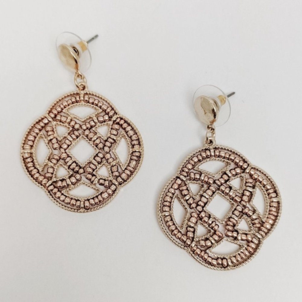 THE LUXE HAVEN Lorrie Gold and Bronze Beaded Earrings